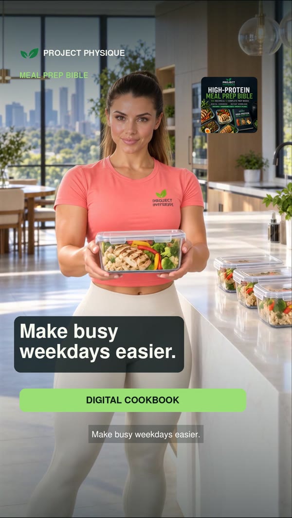 Maya preparing a healthy meal in a Project Physique advertisement